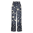 thumbnail image 5 of Xdegoge High Waisted Wide Leg Pants for Women Elegant Rose Print Trousers Casual Straight Fit Stretchy Denim Feel Bottoms Weekend Party Flowy Flattering Retro Jeans, 5 of 6