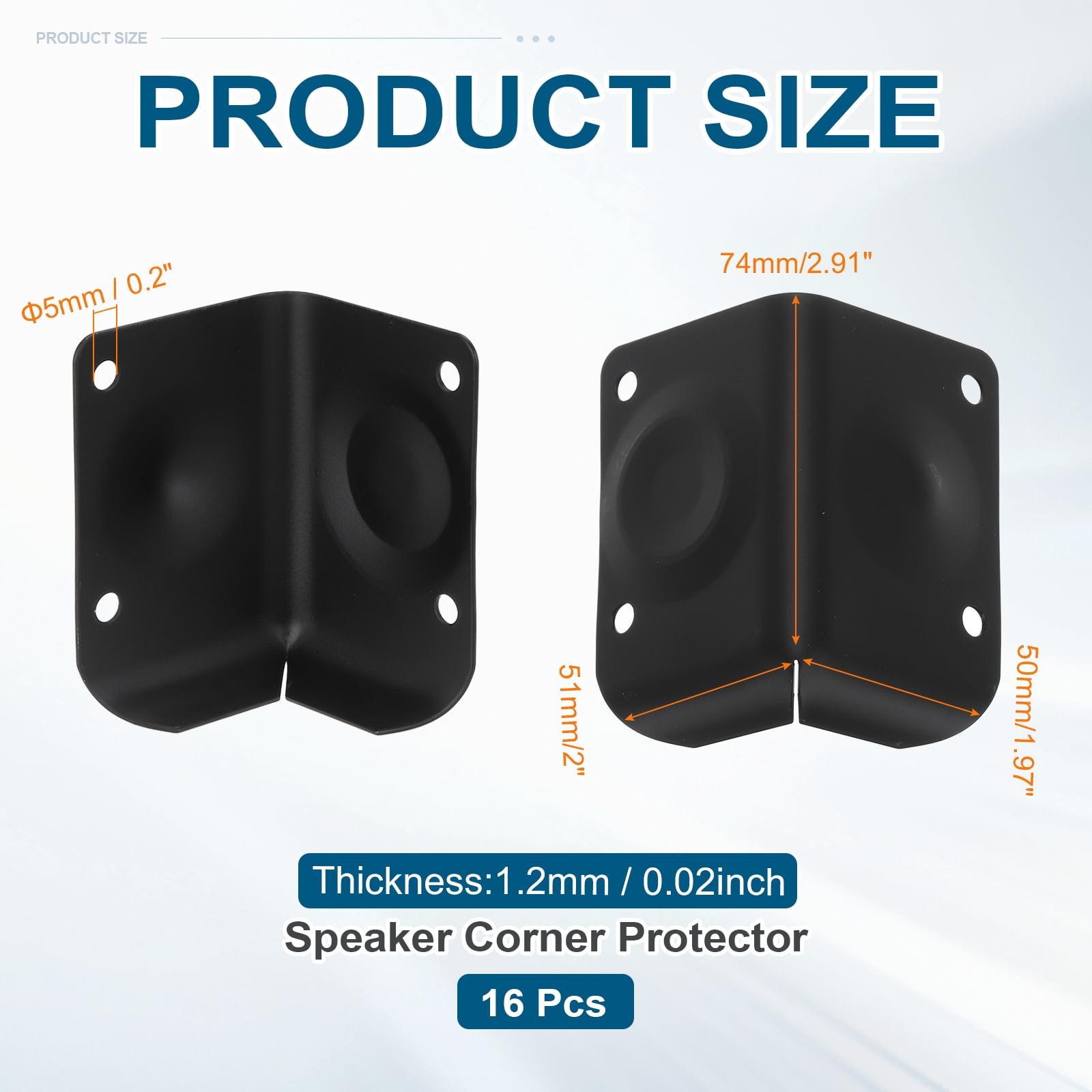 Uxcell 16Pcs Speaker Cabinet Corners Protector 51x50x74mm Metal Stackable Guard Wrap Angle Case Edge Box Protection for Stage DJ Audio Sound Case