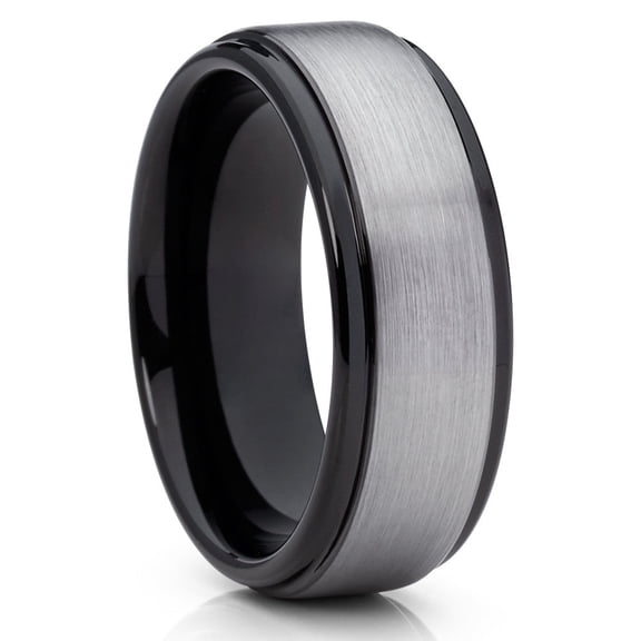 8mm Black Tungsten Ring,Tungsten Carbide Ring,Man's Wedding Ring,Black Wedding Ring,Brush