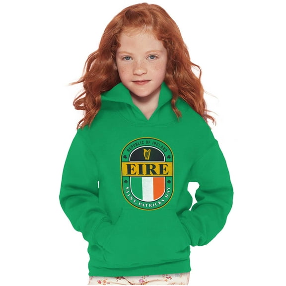 St Patricks Day Eire Ireland Flag Youth Hoodie Boy Girl Teen Brisco Brands XS