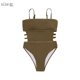 thumbnail image 2 of Trajes de baño bandeau de corte alto para mujer con correas ajustables para los hombros Bikini sexy de traje de baño de una pieza - MARRÓN, 2 of 7