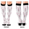 thumbnail image 2 of Haosy Compression Socks for Men Women Knee High Running Socks for Nurse Hiking Recovery Travel Athletic 2 Pairs Funny Llamas with Glasses, 2 of 9