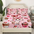 thumbnail image 3 of Erosebridal Kawaii Cat Kitten Sheet Set Full, Sweet Cake Dessert Bedding Sets Full Size, 4pcs, 3 of 7