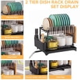 thumbnail image 3 of 2-Tier Dish Drying Rack with Auto Drainage, Stainless Steel Dish Rack with Utensil Holder, Cutting Board Holder, for Kitchen Organizers, 3 of 8