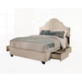 thumbnail image 4 of Portman Fabric Upholstered "Steel-Core" Platform Queen Bed/4-Drawers Ivory, 4 of 5