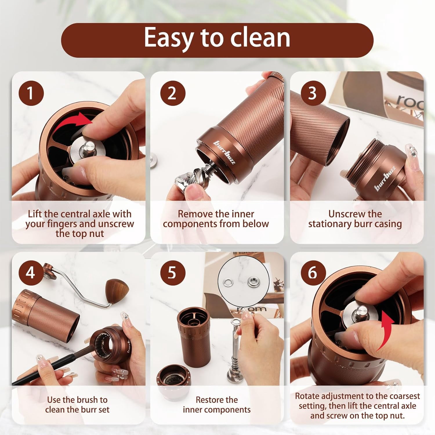 MB2 Manual Coffee Grinder with External Adjustment, 35g Large Capacity Burr Grinder, Magnetic Catch Cup for Espresso Pour Over French Press