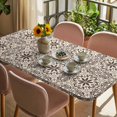 thumbnail image 3 of Brown Flowers Table Cloths for 5 Foot Rectangle Tables, Vintage Country Abstract Floral Patterned Patio Waterproof Elastic Fitted Tablecloths, Washable Rectangular Table Cover for Camping, 3 of 8