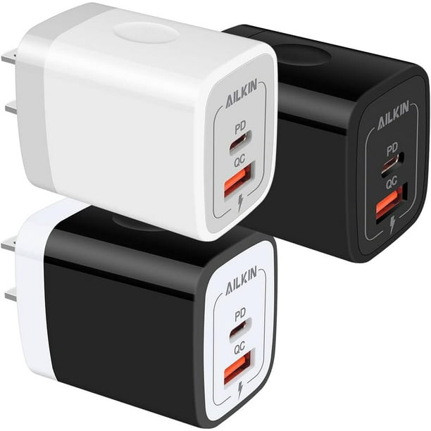 UTAH-[3Pack/20W] USB C Charger Adapter, Dual-Port PD USBC Wall Charger Block for iPhone 16 Pro Max 16Pro 15 Pro 14, Type C Brick Power Box Quick Charge 3.0 Cargador Cube Base for Samsung Galaxy S24 U