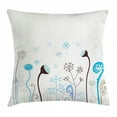 thumbnail image 1 of Winter Throw Pillow Cushion Cover, Cute Seasonal Flowers Snowflakes Hand Drawn Style Abstract Artistic Blossoms, Decorative Square Accent Pillow Case, 18 X 18 Inches, Blue Brown White, by Ambesonne, 1 of 2