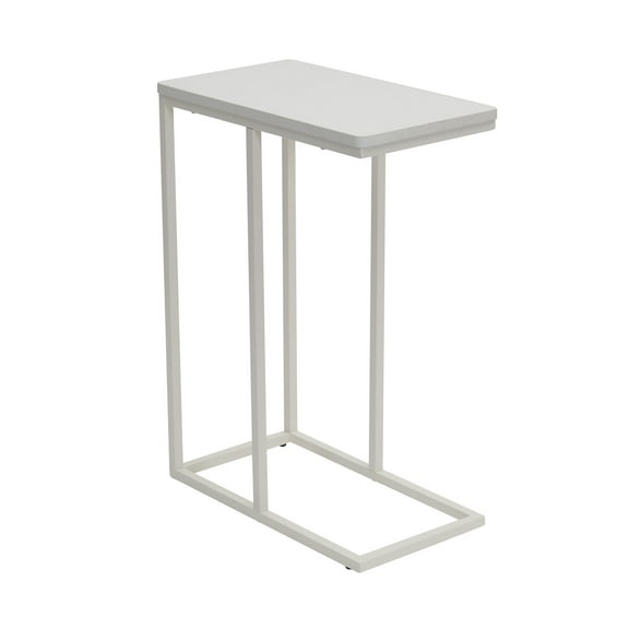 Household Essentials Jamestown C-Shaped for Accessiblity Side End Table Scandinavian White and White Metal