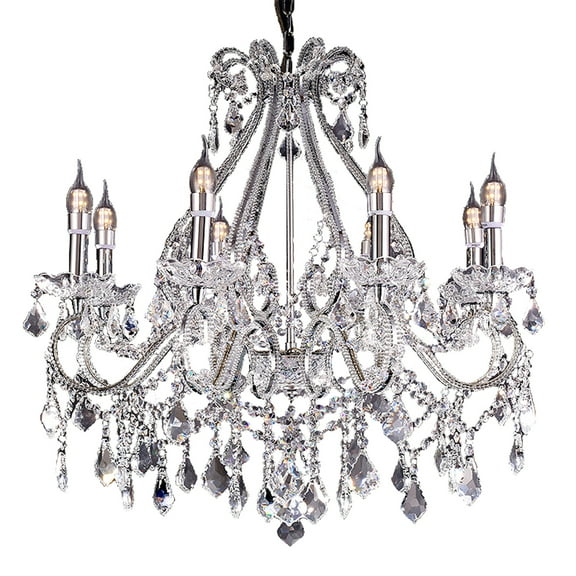 Ore International K-5802H 26 x 28 in. Nola Crystal Chandelier with LED Lights, Clear