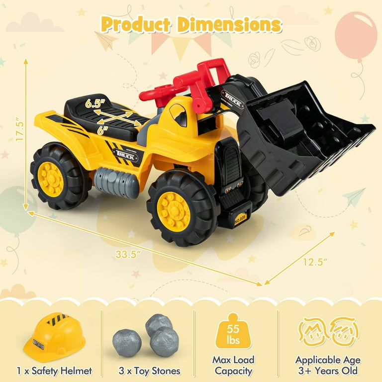 知育玩具 DWE Fun and Adventures Costway Kids Toddler Bulldozer Construction Vehicle Ride On