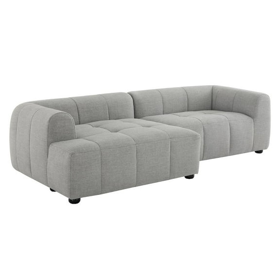 Modway Liana Left-Facing Upholstered Fabric Modular Sofa with Chaise in Pewter