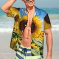 thumbnail image 7 of Bingfone Men's Short Sleeve Button Down Shirts Hawaiian Sky Golden Sunflower Field B Printed Beach Shirt, 7 of 7