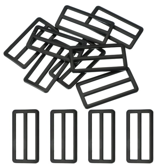 8pcs Flat Metal Slide Buckle, 2" Zinc Alloy Adjustable Buckles, Webbing Strap Fastener Tri Glide Adjuster Slider for Bags Backpack Purse Belts, Black