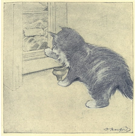 The Rubaiyat of a Persian Kitten 1906 Looking for food Stretched Canvas - Oliver Herford (24 x