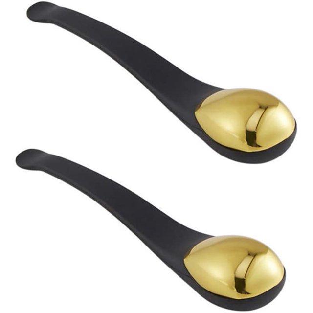 2 piezas Aplicador de crema para ojos, varita de masaje para crema de ojos, espátula de metal para mascarilla facial, espátula de maquillaje para ojeras, hinchazón, líneas finas, bolsas de los ojos,