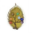thumbnail image 1 of Nvzi Colgante de collar con 7 cuentas redondas de piedra y colgante enrollado en alambre de cobre antiguo para decoración vintage (amarillo), 1 of 5