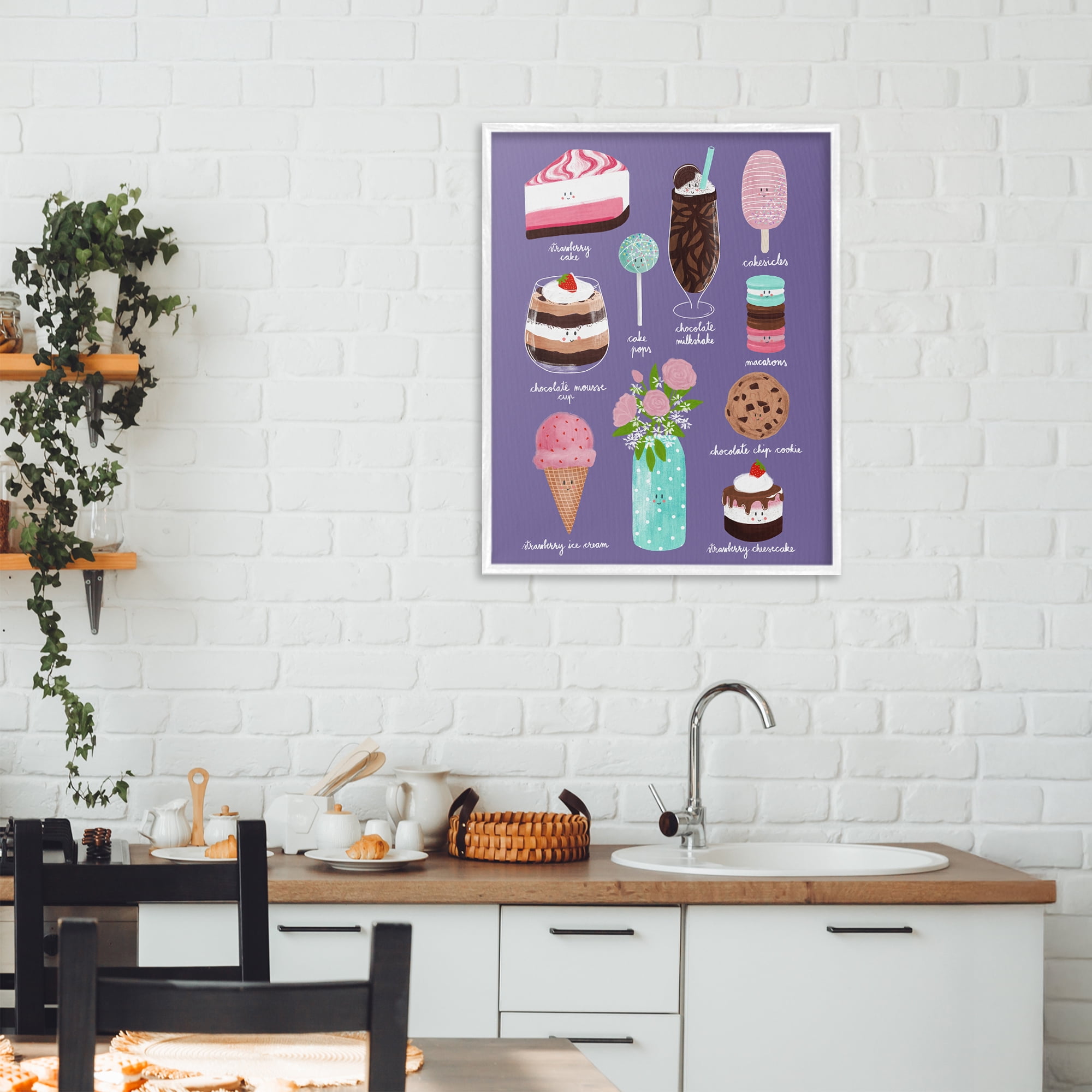 Stupell Industries Decadent Desserts & Flowers White Framed Giclee Art, design by Metka Hiti