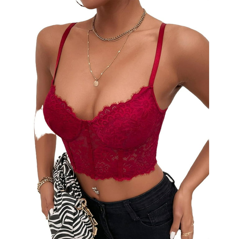 Women's Sexy Lace Camisole Strappy Plain V Neck Vest Spaghetti Bralette Cami  Crop Top Beige at  Women's Clothing store