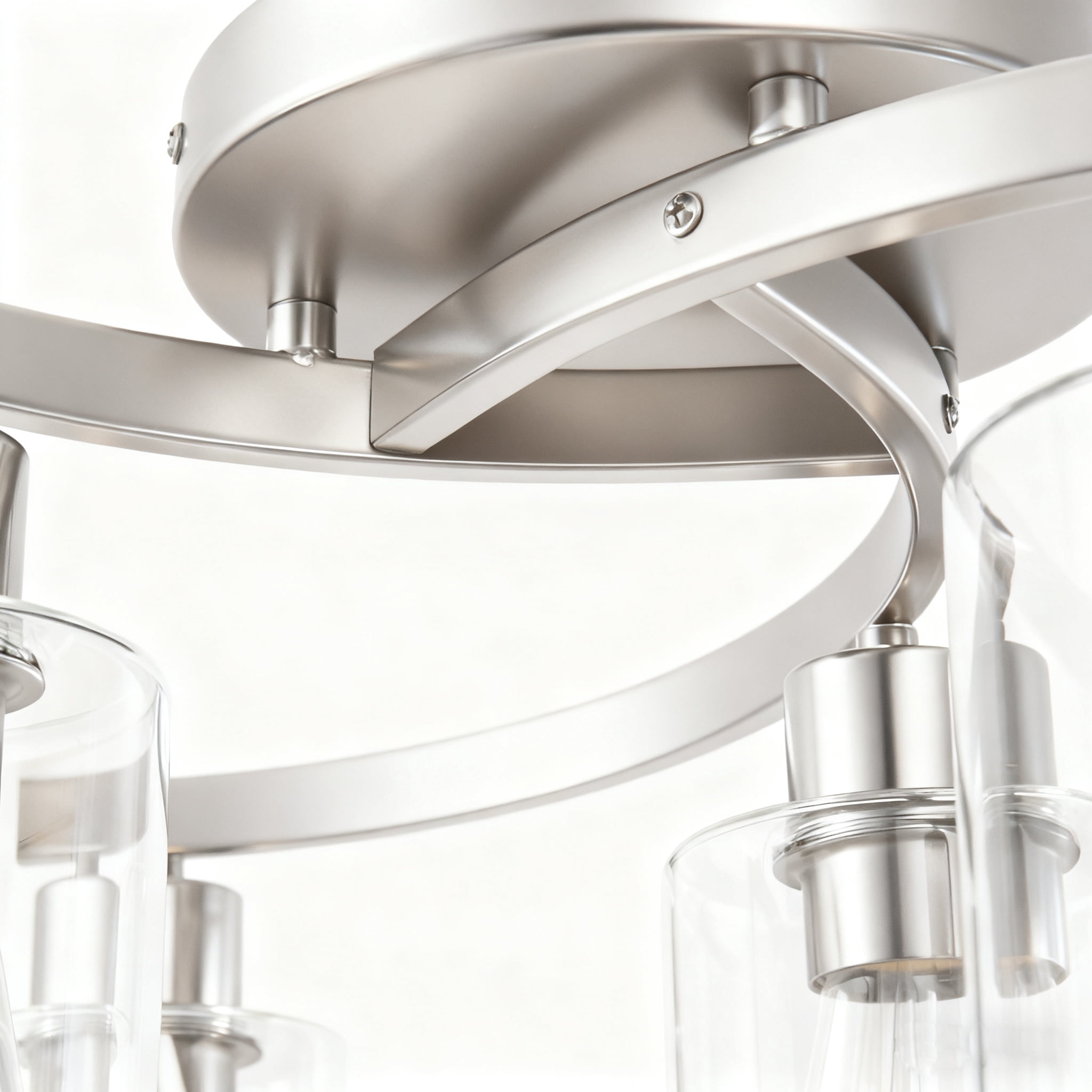 YANSUN Modern 6-Light Industrial Ceiling Light, Bent Tube Design with Clear Glass Shades, 20.5 in Flush Mount for Dining Room Living Room
