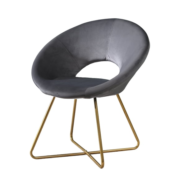 Accent Chairs Slatina Gray Silky Velvet Upholstered Accent Chair with Gold Tone Finished Base,Leather Accent Chairs