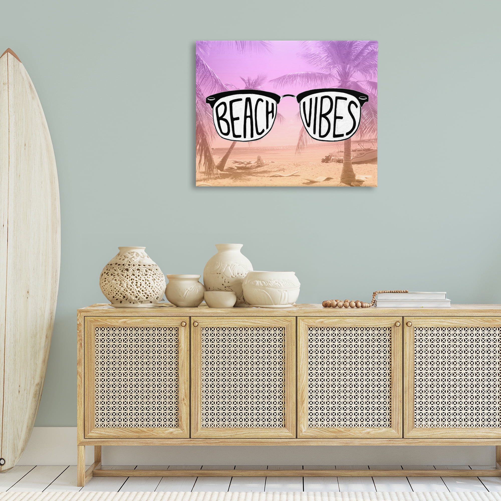 Stupell Industries Tropical Beach Vibes Typography Painting Gallery Wrapped Canvas Art Print Wall Art, 40 x 30