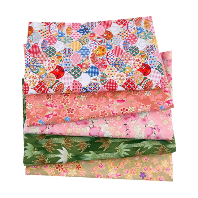 5 Piezas Oro Estampado Patchworks Estilo Japonés Coser Tela Parches Tipo 1 Sunnimix Tela de algodón de estilo japonés