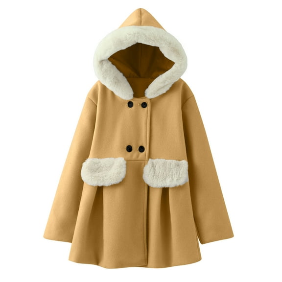 SGMVNU Cute Warm Overcoats Windproof Toddler Girls Winter Windproof Coat Jacket Kids Warm Hooded Outerwear Jacket(Size 2-3 Years, Yellow)