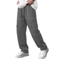 thumbnail image 4 of WIZUTIZ Men's Relaxed Fit Cargo Pants Contrast Stitching Elastic Waist Polyester Outdoor Casual Trousers, 4 of 8