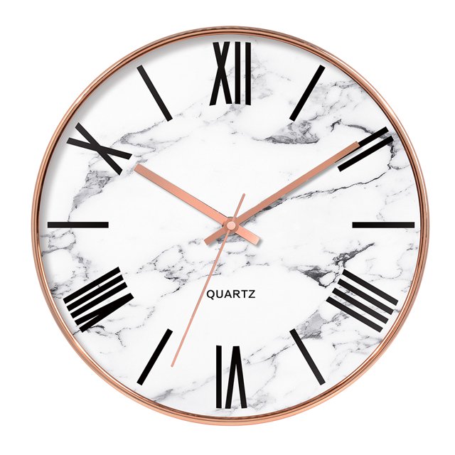 Reloj de pared VIVILINEN 12 pulgadas, reloj de pared silencioso moderno con motivo de mármol gran pendulo de pared para sala de estar habitación cocina sala de clase decoración interior Afortunado Sencillez