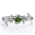 thumbnail image 1 of JeenMata Anillo de Compromiso con Solitario de Turmalina Verde Natural de Forma Redonda de 0,50 Quilates con Baño de Oro Blanco de 18 K sobre Plata Inspirado en la Naturaleza, 1 of 6