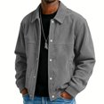 thumbnail image 2 of Men's Minimalist Solid-Colored Casual Long-Sleeve Button Jacket, Dark Gray, XXL, 2 of 6