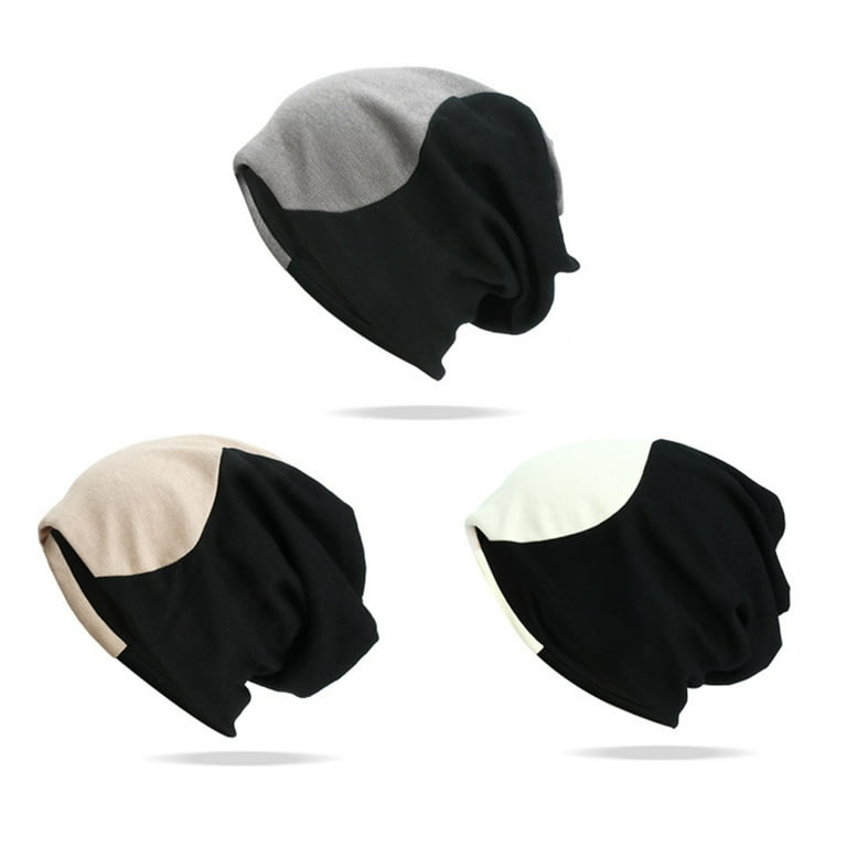 Beanie Hat Double Layer Color-block Bonnet Cap Windproof Casual