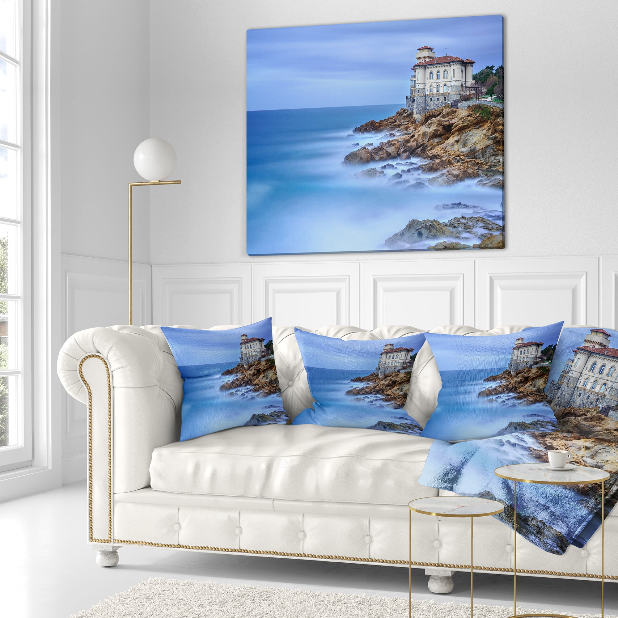Designart Beautiful Italian Seashore View - Seascape Throw Pillow - 16x16