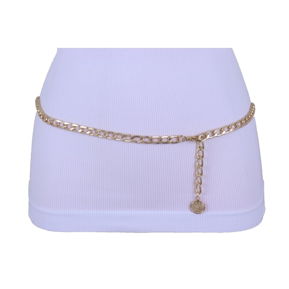 Women Gold Metal Chain Waist Hip Belt Coin Charm Plus Size XL XXL