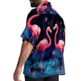 thumbnail image 3 of Starry Sky Flamingo Men's Short Sleeve Hawaiian Beach Shirts, Casual Printed Button Down Spread Collar Tops, Summer Unisex Style, 3 of 6