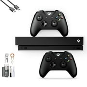 Pre-Owned Microsoft Xbox One X 1TB with 2 Controller, 4K Ultra HD Black with BOLT AXTION Cleaning Kit HDMI (Refurbished: Like New)