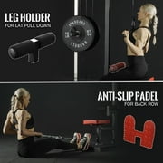 Mikolo LAT Pulldown Machine, Multifunction Row Cable Fitness Equipment with Flip-up Footplate and Plates Storage Posts