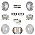 thumbnail image 1 of Transit Auto Front Rear Disc Brake Caliper Coated Rotors Drums Semi-Metallic Pads Shoes Wheel Cylinders and Hardware Kit (11Pc) for Car Chevrolet Sonic KCG-101150S, 1 of 11