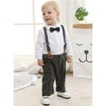 thumbnail image 5 of WESIDOM Boy Toddler Infant Outfits Long Sleeves Gentleman Jumpsuit Vest Coat Berets Hat Bowtie 3pcs, 5 of 9