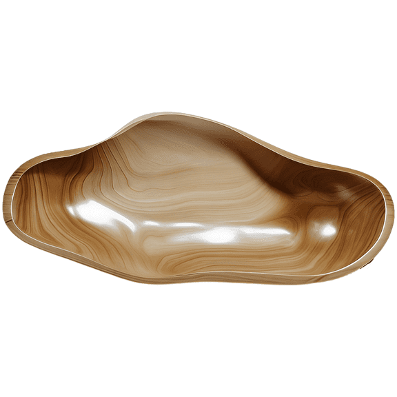 Natural Wooden Fruit Bowl Tray, 15.7 x 7.1 x 2.4 in / 40 x 18 x 6 cm Cloud Shaped Wood Plate, Polished Modern Dough Bowls for Home Kitchen Living Room Centerpiece Decor, Versatile Serving Dish