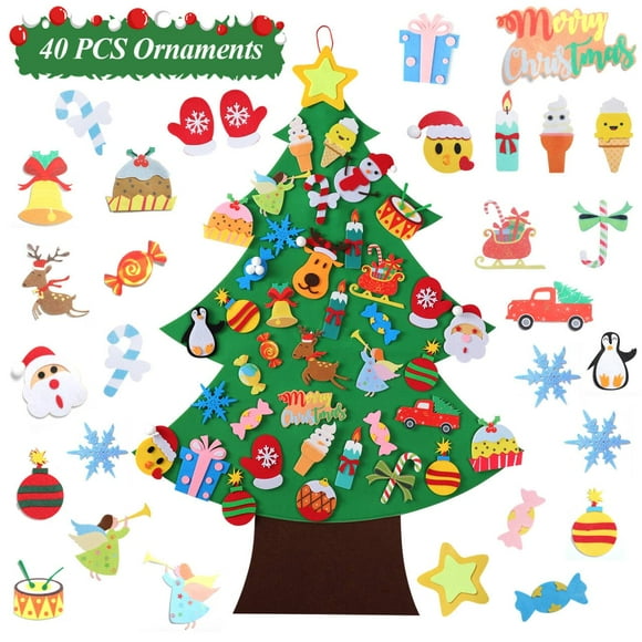 Felt Christmas Tree - 3.5 FT Wall Felt Christmas Tree for Kids with 40 Pcs Ornaments DIY Xmas Gifts for Christmas Decorations