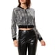 thumbnail image 5 of CHAQUETA BOMBER CORTA METÁLICA DE MANGA LARGA CON COLLAR ALTO Y CREMALLERA PARA MUJERES INSPIRAR CHIC M PLATA, 5 of 7