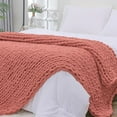 thumbnail image 1 of Chunky Knit Blanket Throw x Hand Knitted Chenille Throw Blanket Small Soft Thick Yarn Cable Knit Blanket Cute Rope Knot Crochet Throw Blankets for Couch Bed Sofa (Light ), 1 of 8