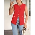 thumbnail image 3 of Womens Sleeveless Button Down Round Neck Knitted Tank Tops Casual Cardigan Sweater Vest, 3 of 4