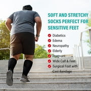 3 Pairs Cotton Diabetic Socks for Men and Women,UNEEI Extra Wide Calf Socks for Swollen Feet, Comfortable & Non-Binding Fit Crew Socks, Size 9-13