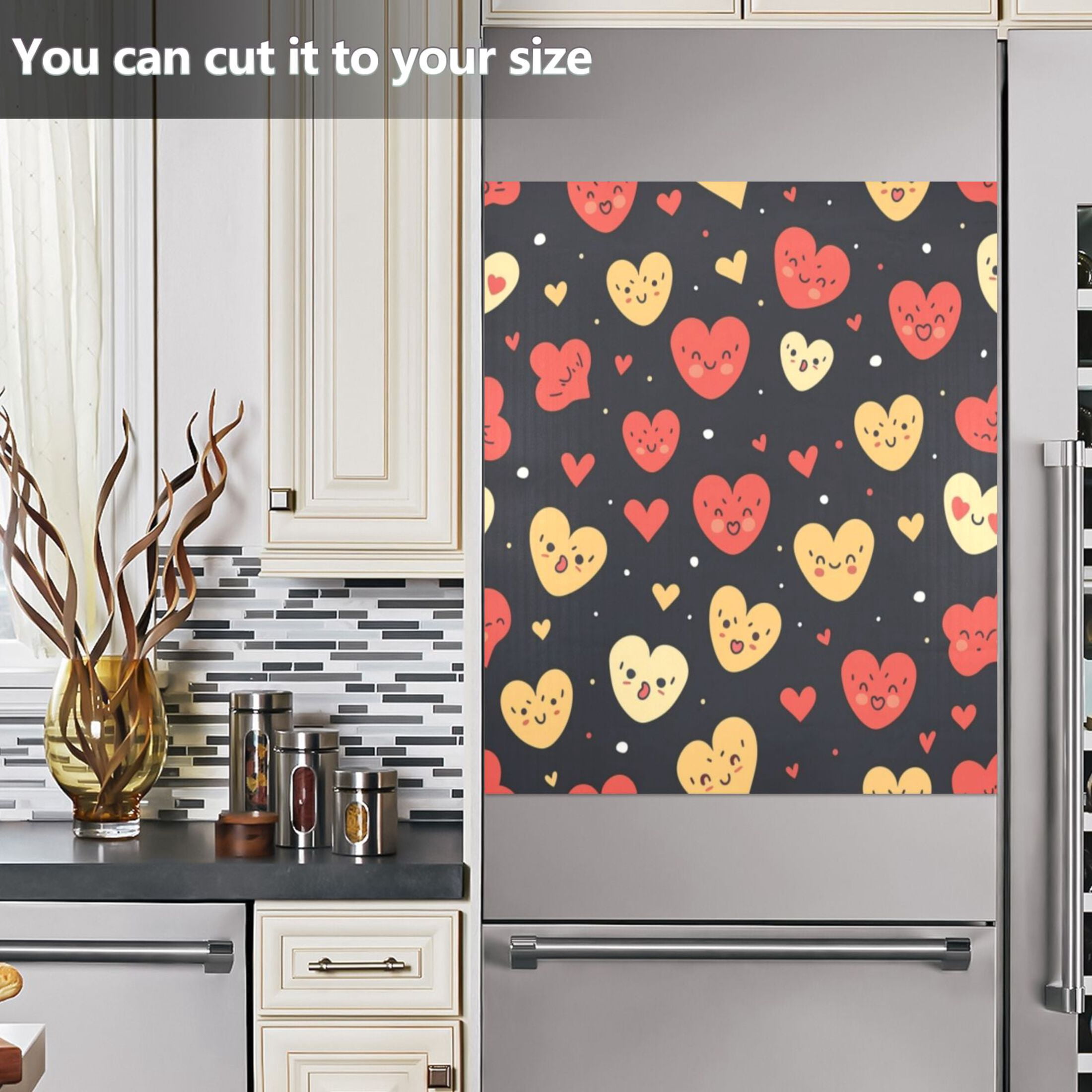 Dishwasher Magnetic Sticker 23x26 Inch Refrigerator Magnetic Sticker Washing Machine Magnetic Sticker Kitchen Panel Magnetic Sticker Home Decor Cartoon Color Love Heart