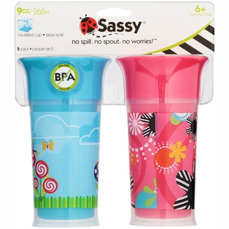 Sassy Insulated Spoutless Sippy Cup - 2 pack (Best Sippy Cup To Transfer From Bottle)