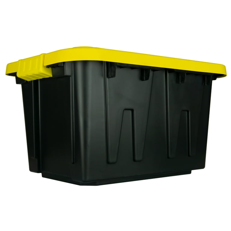 12 Gal. Plastic Storage Tote, Black Bottom and Yellow Snap Lid (6 pk.)